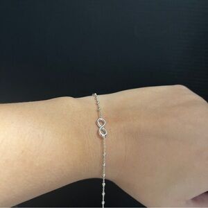 Dainty sterling Silver Infinity Bracelet 7 Inch 1 Inch Extension
